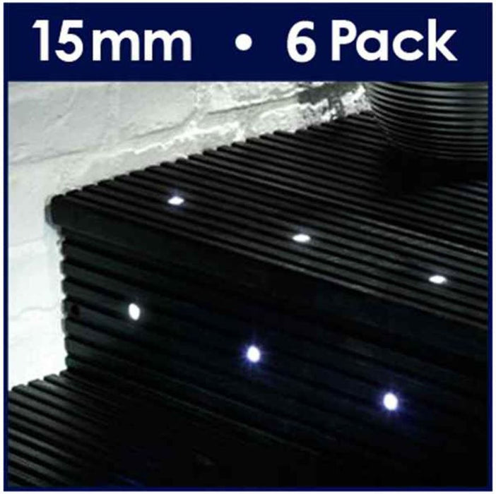 15mm LED Decking Lights, White 6 Pack