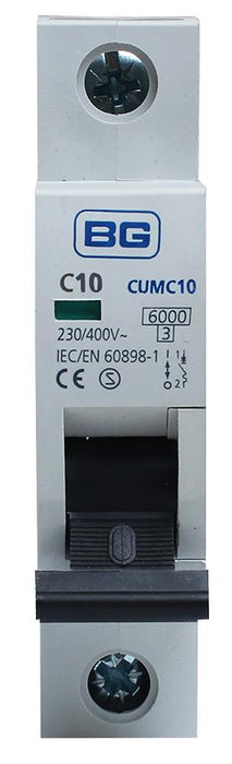 10A Single Pole MCB, C Curve, 6kA