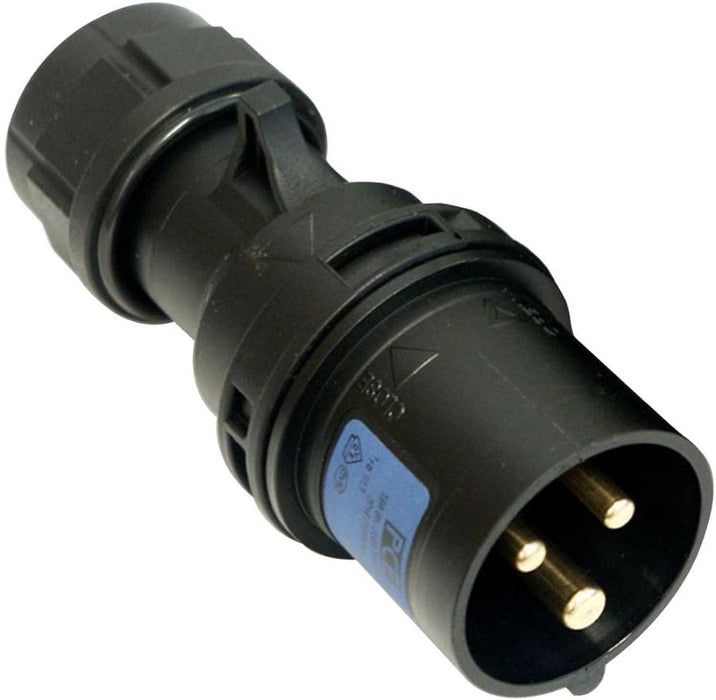 16A, 230V, 'Shark' Cable Mount CEE Plug, 2P+E, Black, IP44