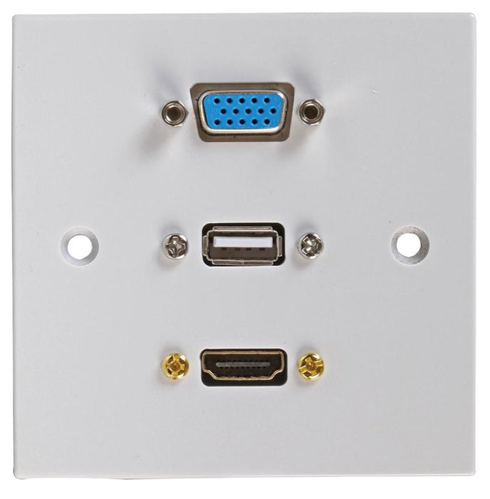 1 Gang Multimedia Wallplate with HDMI VGA and USB