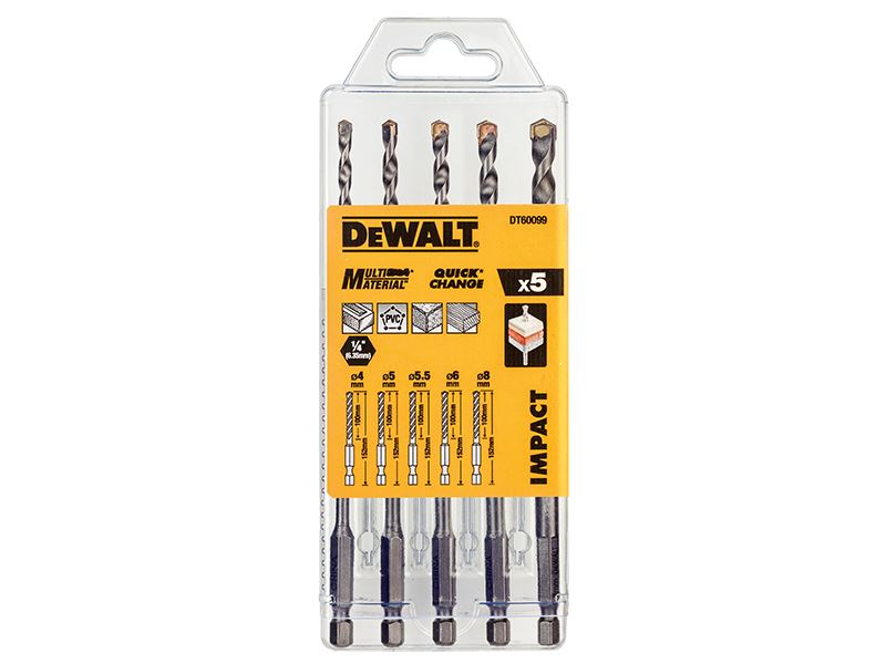 DT60099 Extreme Impact Masonry Drill Bit Set 5 Piece