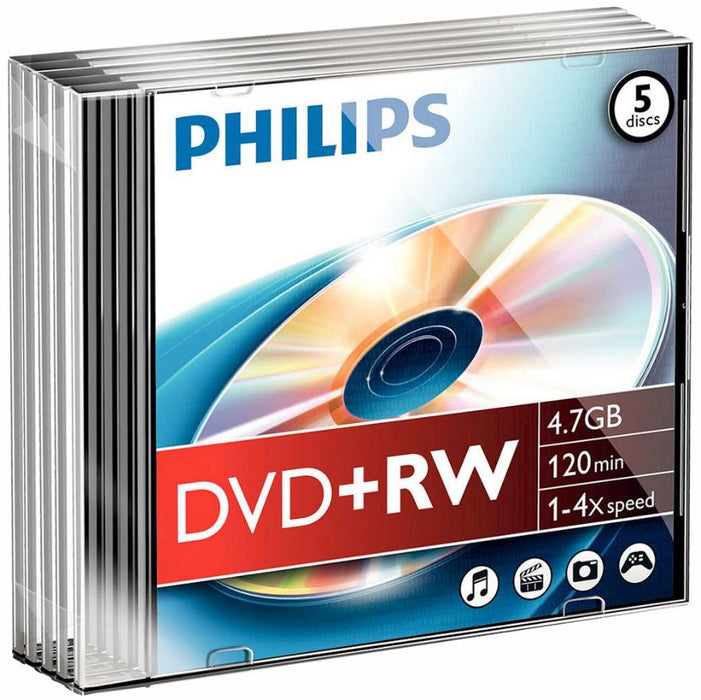 4x Speed DVD+RW Blank DVDs 5 Pack