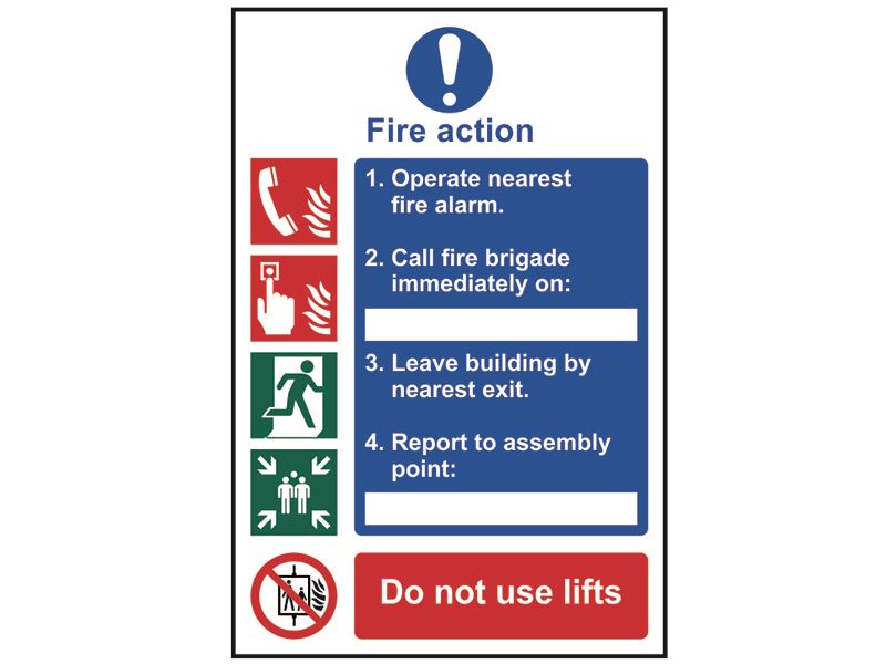 Fire Action Procedure, Style 1 - PVC Sign 200 x 300mm