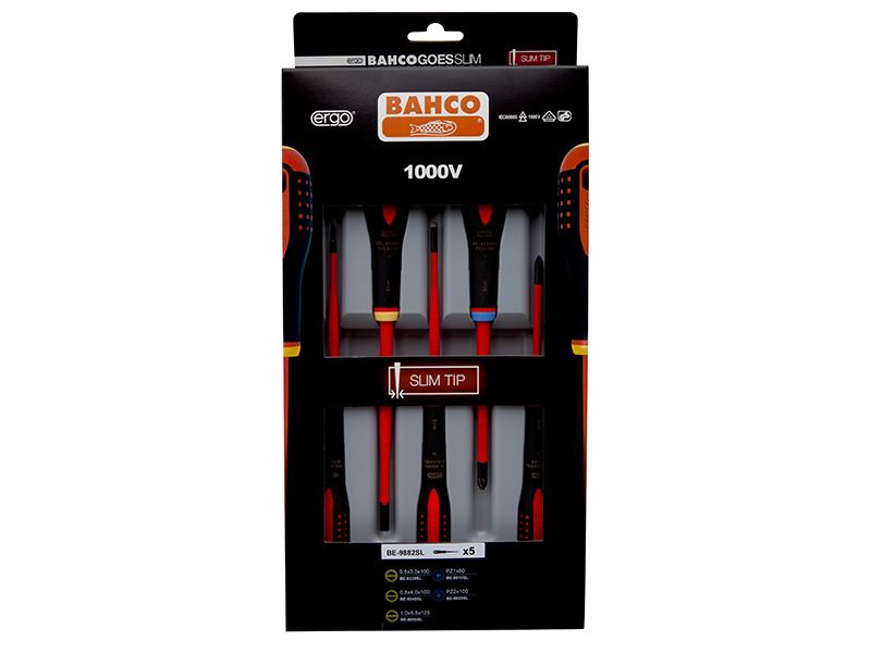 BE-9882SL ERGO™ Slim VDE Insulated Screwdriver Set, 5 Piece