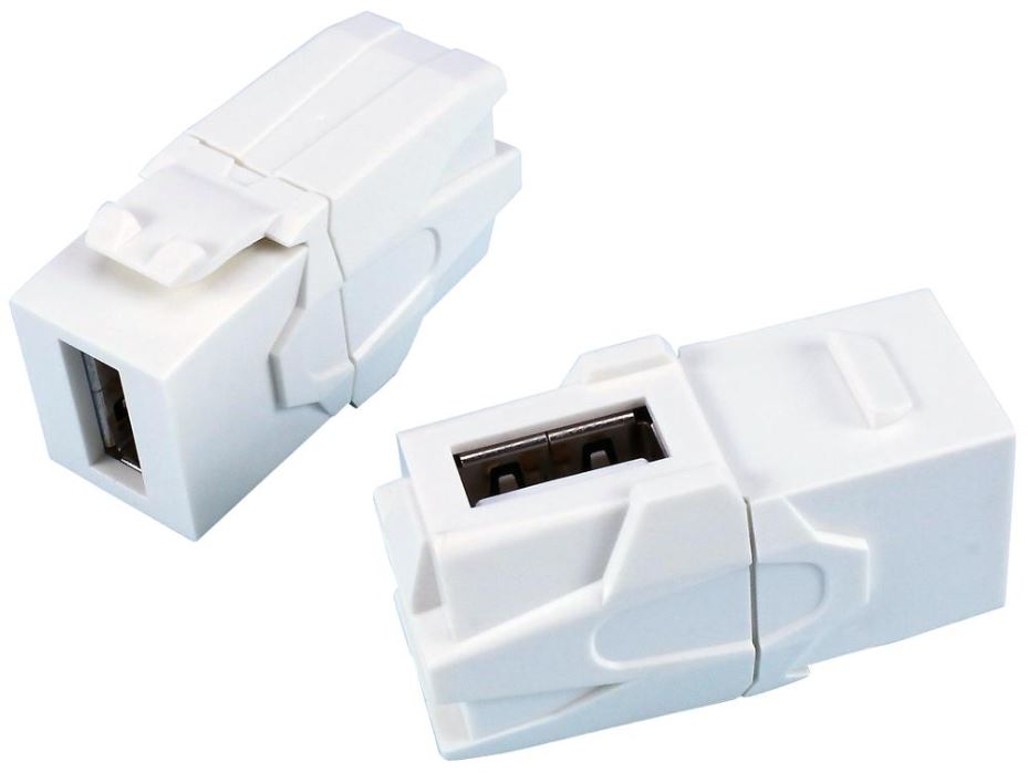 90 Degree USB 2.0 A Female to A Female Keystone Coupler