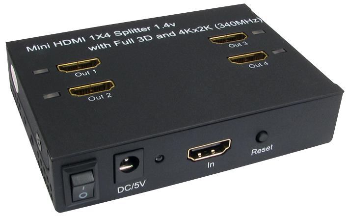 4-Port HDMI High Speed Splitter with 3D & 4Kx2K Support