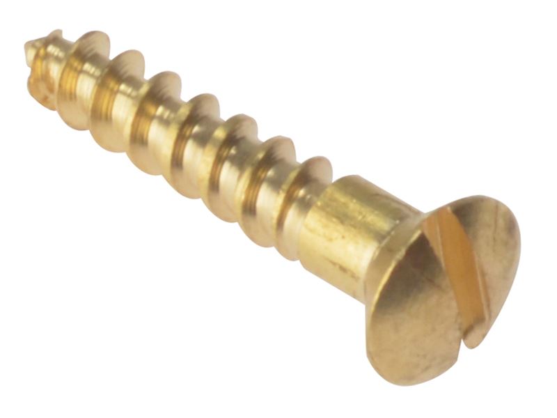 Wood Screws, Slotted, Raised Head, Brass