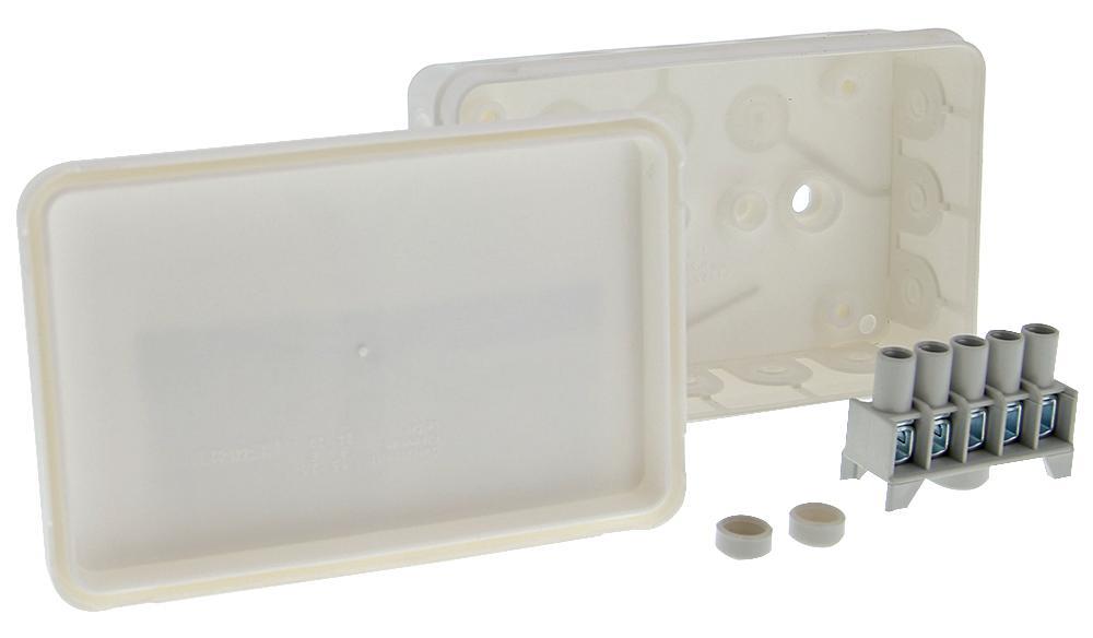 IP55 Junction Box, 5 Pole 2.5mm² Screw Terminal, 130x85x37mm