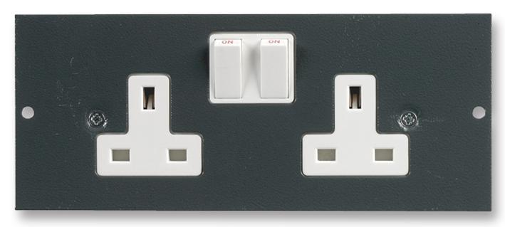 2x Switched UK Sockets for 2/3 Compartment Floor Boxes