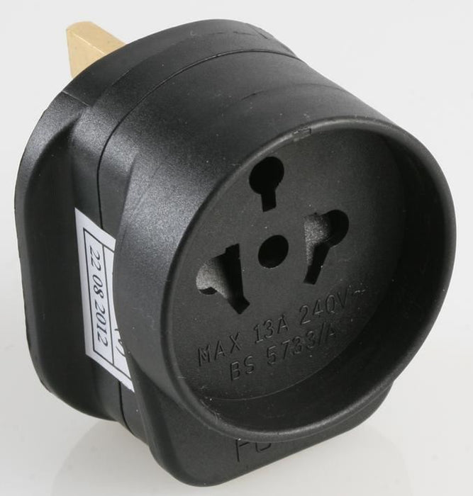 Visitor to UK Travel Adaptor Plug, (Black Edition)