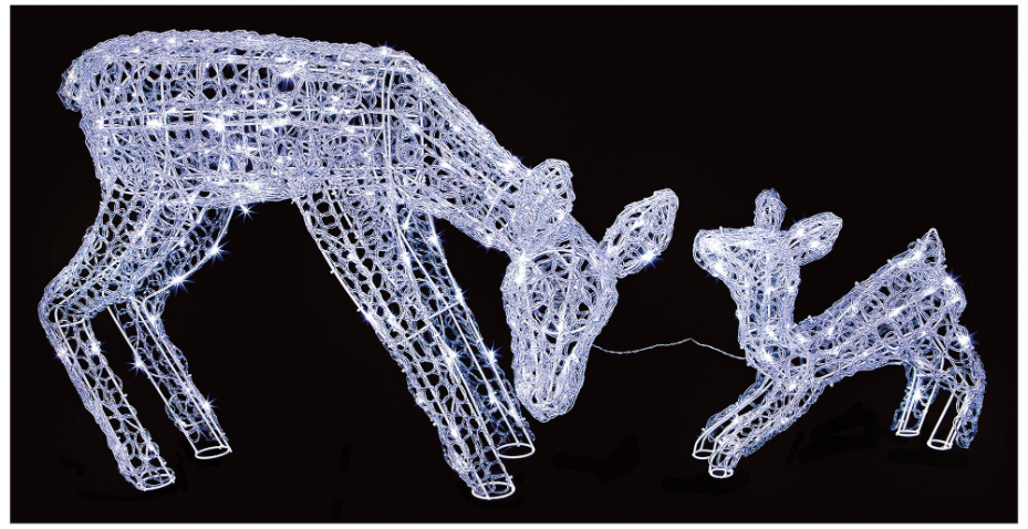 Premier - 70-38cm White Soft Acrylic Christmas Mother & Baby Deer