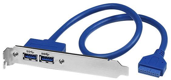 2x USB 3.0 Female to 20 Pin USB Header Slot Plate Adaptor, 0.5m