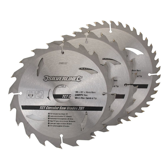 TCT Circular Saw Blades 20, 24, 40T 3pk