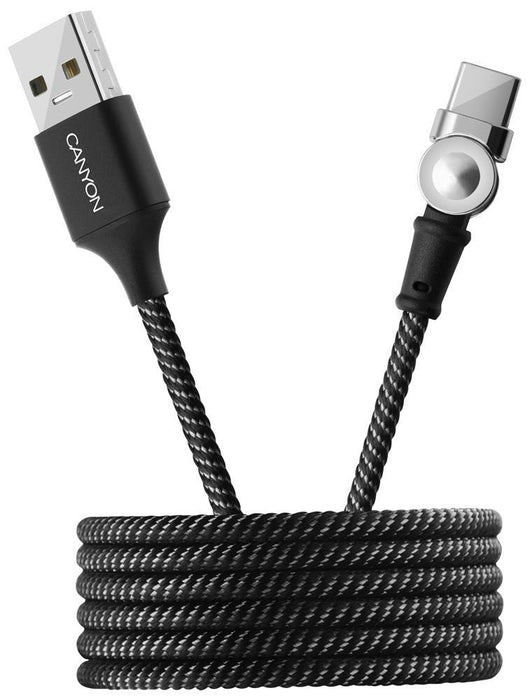 USB-C Magnetic Rotating Charging Cable, Black