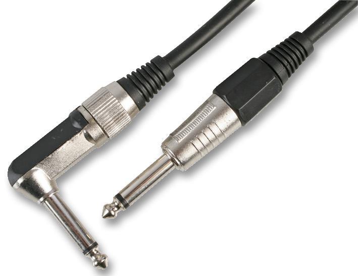 Straight to 90 Degree 6.35mm (1/4") Mono Jack Guitar Lead