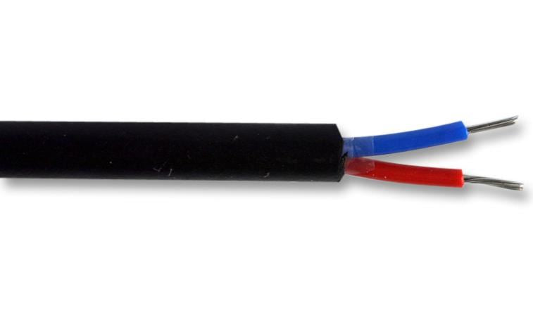 7-2-2A 2 Core Unscreened Cable, 0.2mm, Black, 25m