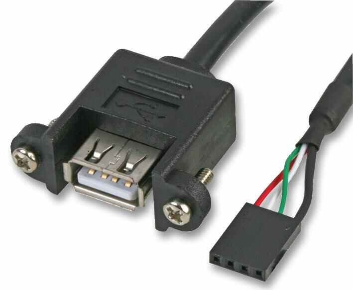 Panel Mount USB Female to Internal 4 Pin USB Header Lead