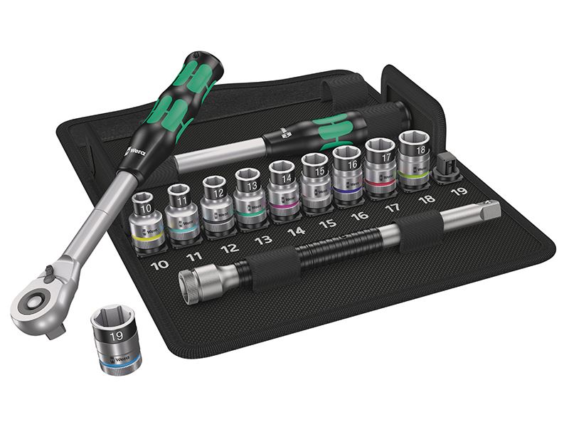 8006 SC 1 Zyklop Hybrid Ratchet & Socket Set of 13 Metric 1/2in Drive