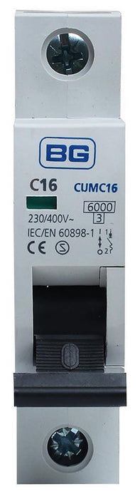 16A Single Pole MCB, C Curve, 6kA