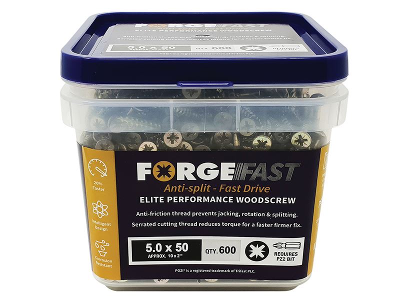 ForgeFast Pozi Compatible Wood Screws, Tub