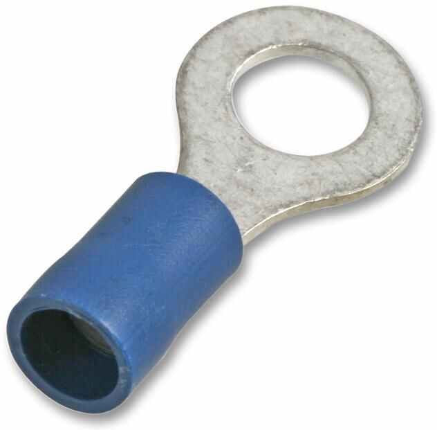 Ring Crimp Terminal Blue 6.0mm 30A, 100 Pack