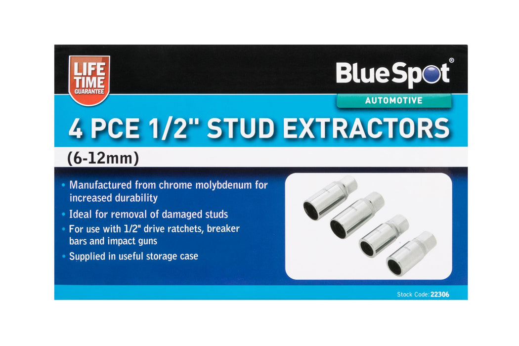 4PCE 1/2" Stud Extractors (6-12mm)