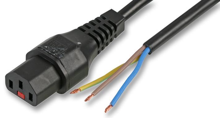 IEC C13 to Bare Ends Power Lead, 2m Black