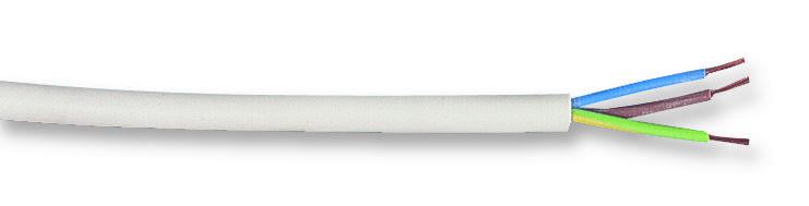 3-Core Round Heat Resistant Flex White 0.75mm² 100m