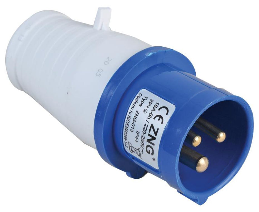 16A, 230V, Cable Mount CEE Plug, 2P+E, Blue, IP44