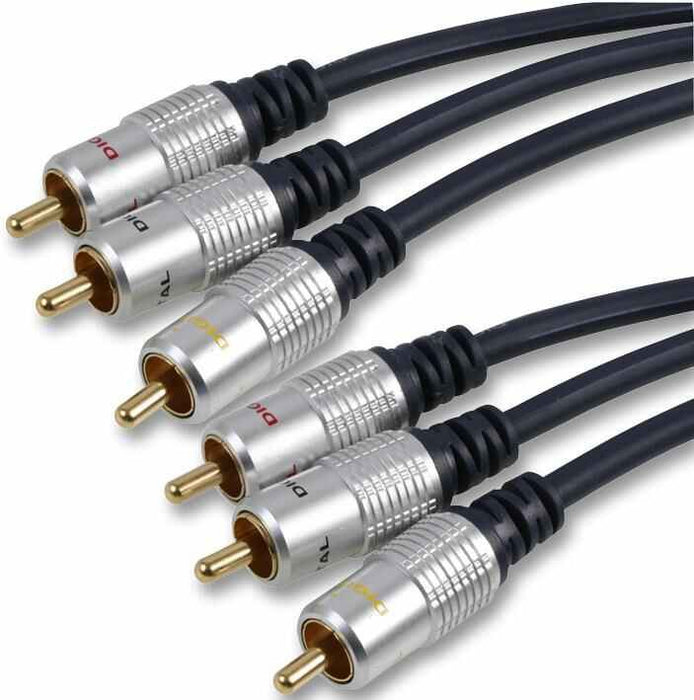 3x Phono (RCA) Male to 3x Male Lead