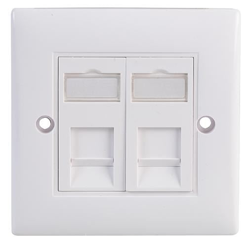 Cat5e/Cat6 RJ45 Soft Edge Twin Faceplate, White