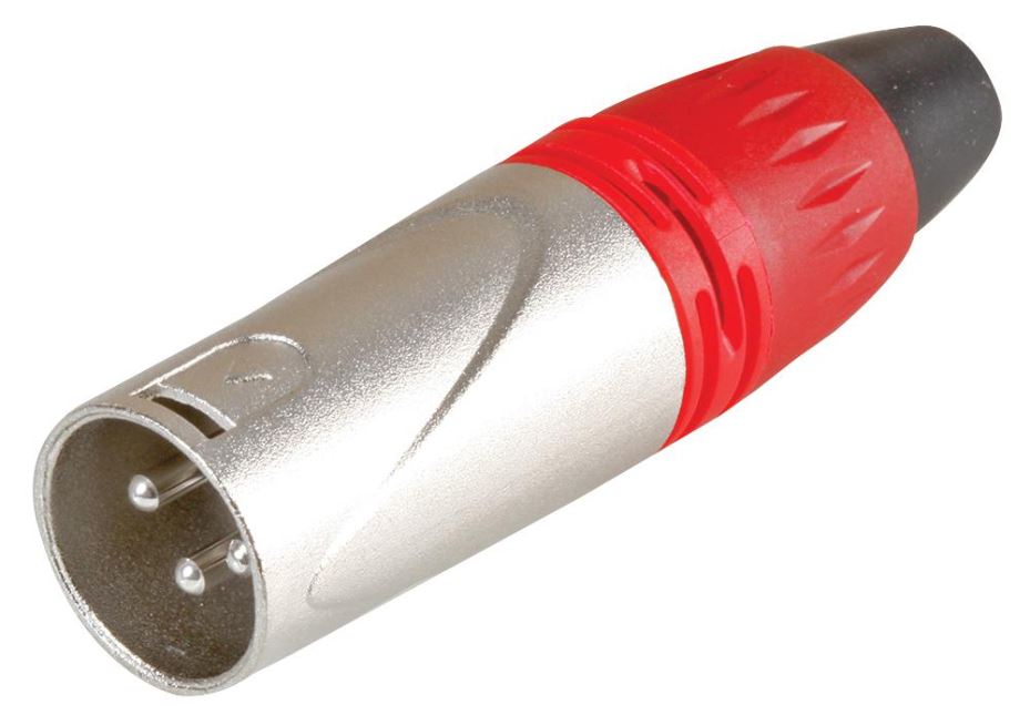 3 Pole XLR Plug, Silver / Red