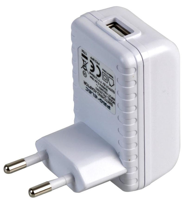 2.1A, Euro 2 Pin, USB Mains Charger, White