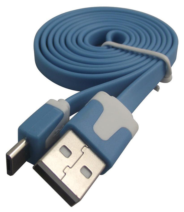 Cable, USB A to Micro B, 1m, Blue / White