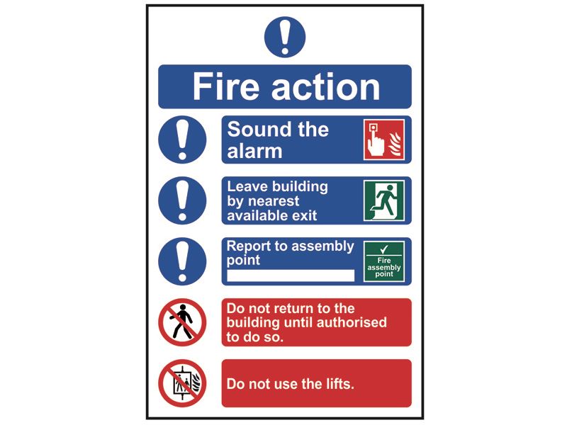 Fire Action Procedure, Style 2 - PVC Sign 200 x 300mm