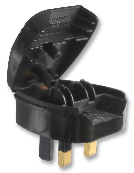 Euro 2 Pin to UK 3 Pin Converter Plug - Black