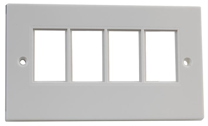 2-Gang Front Plate with Quad Module Aperture White