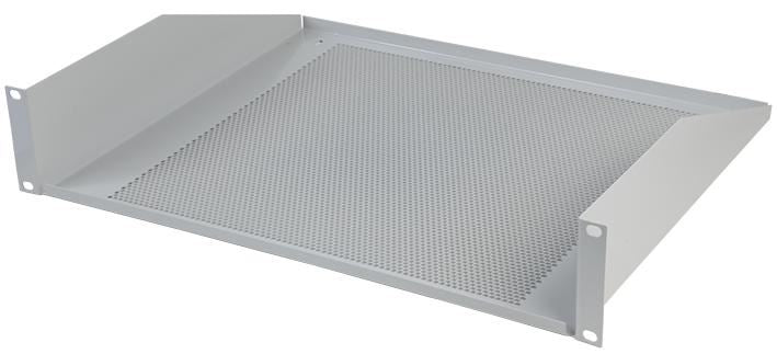 19" Vented Rack Shelf, Grey - 2U