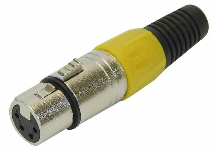 XLR Socket with Yellow Coloured Strain Relief