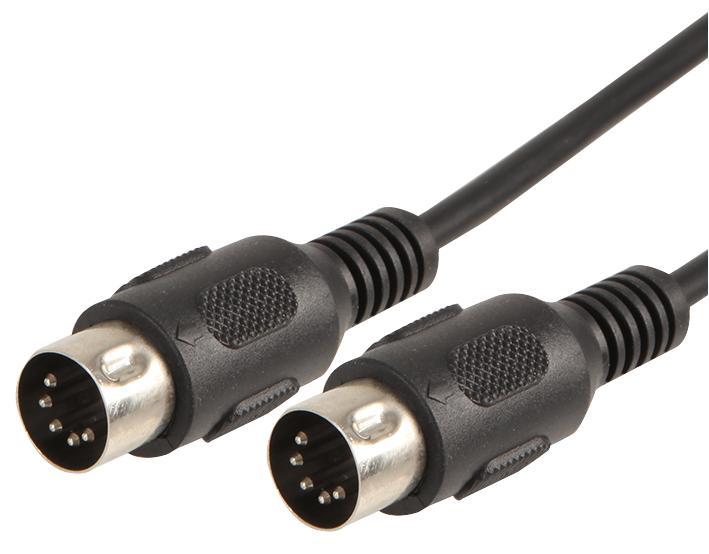 5 Pin 180 Degree Midi DIN Plug to Plug Lead, 6m