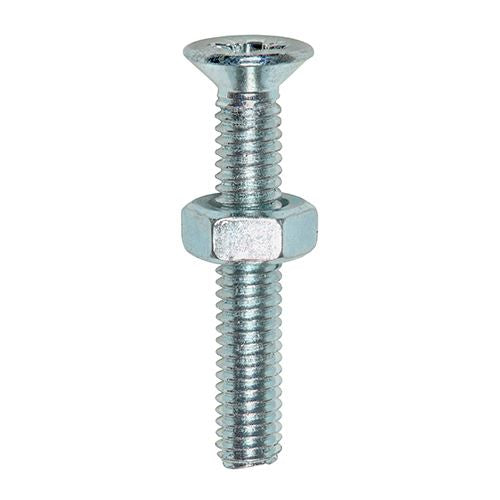 Machine Screws - PZ2 / PZ3 - Countersunk & Hex Nuts. Mix Sizes Zinc