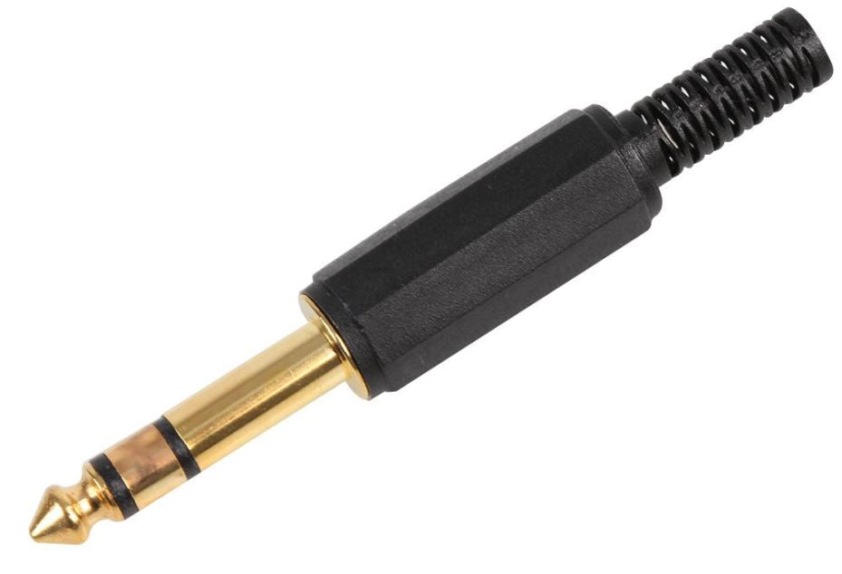 6.35mm, 1/4" Stereo Jack Plug, Gold