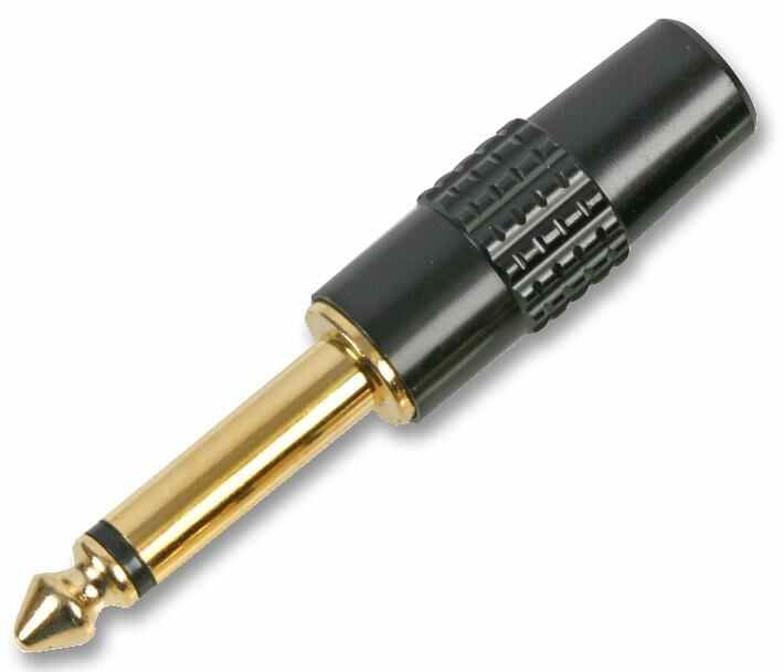 6.35mm Mono Jack Plug, Gold