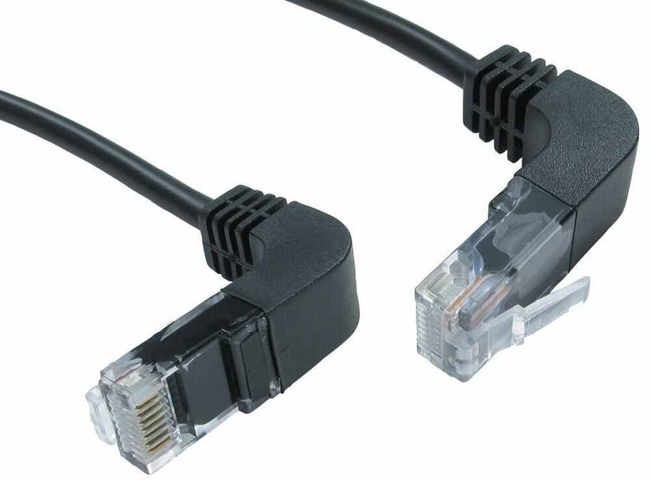 Cat5e 90 Degree Up RJ45 to 90 Degree Down RJ45 Ethernet Patch Lead