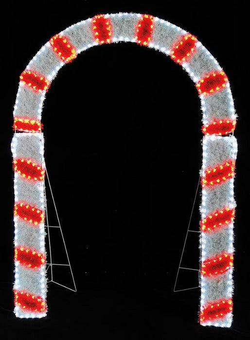 Raraion - 2m Candy Cane Archway Rope Light with Tinsel