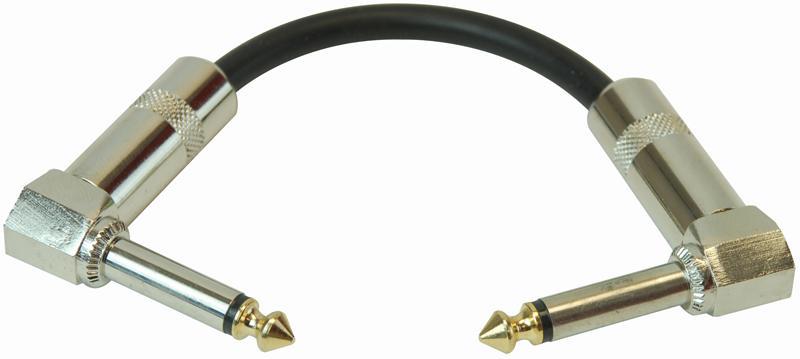 Right Angled 6.35mm (1/4") Mono Jack Plug to Right Angled Plug Lead 100mm