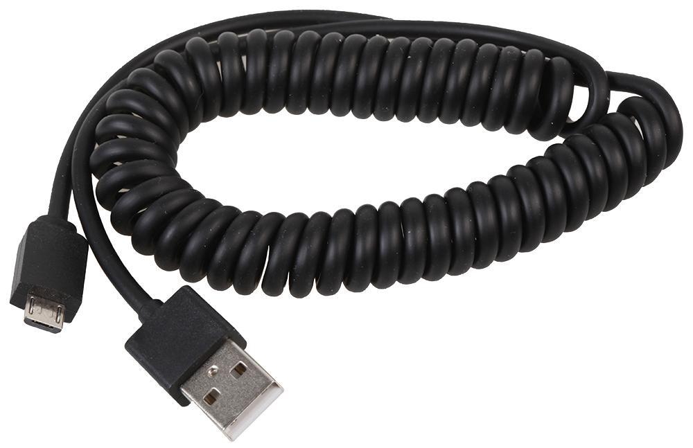 Coiled USB 2.0 A Male - Micro B Charge and Data Cable, 0.5m