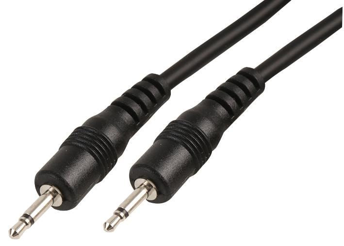 2.5mm Mono Jack Plug to Plug Lead, Black