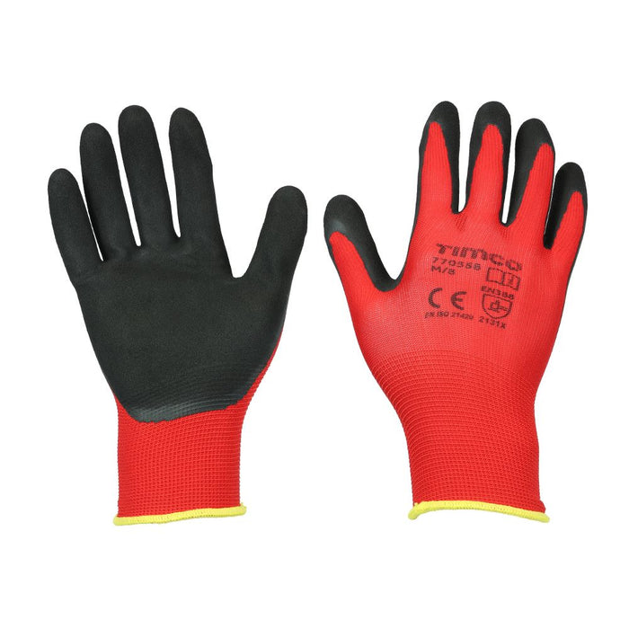 Toughlight Grip Gloves - Sandy Latex Coated Polyester. Various Sizes