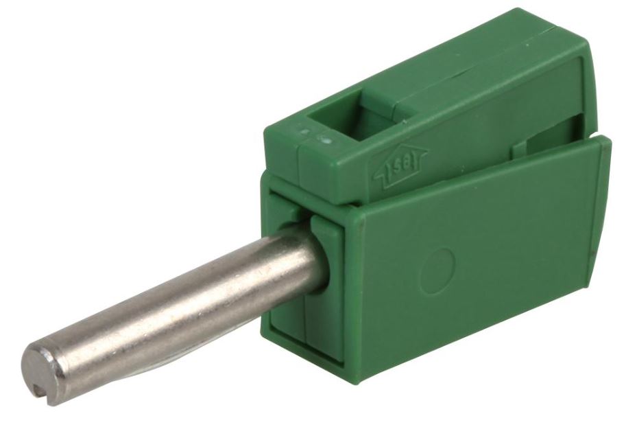 4mm Banana Plug With Cage Clamp Cable Termination, Green, 28 to 14AWG, 42V, 20A
